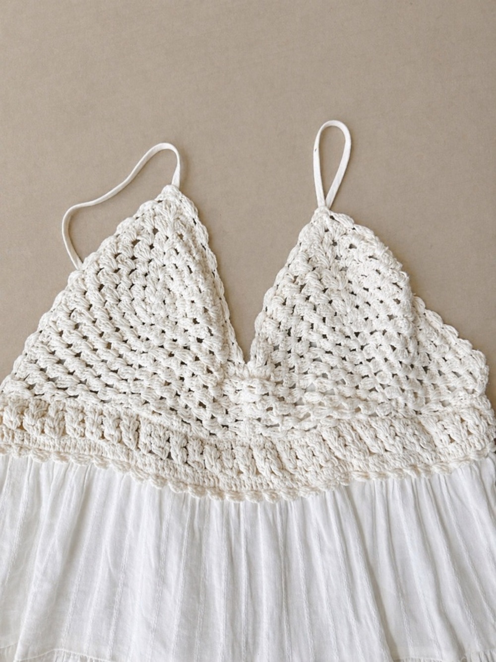 Aerie Ivory Crochet Babydoll Dress Boho Summer Flowy Size L NWT - Picture 4 of 9